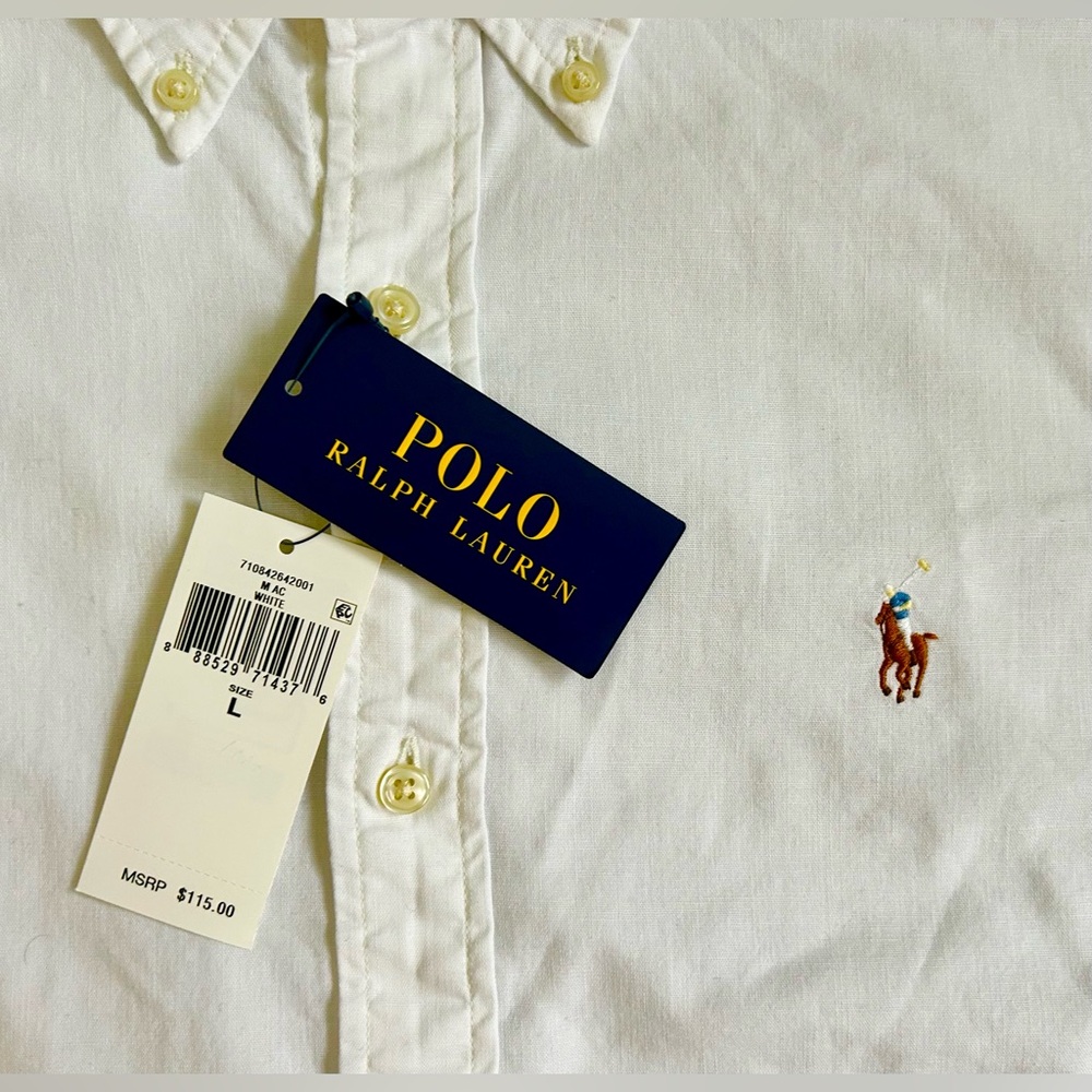 Polo by Ralph Lauren Chambray Button-Down Shirt - Large - White - BNWT